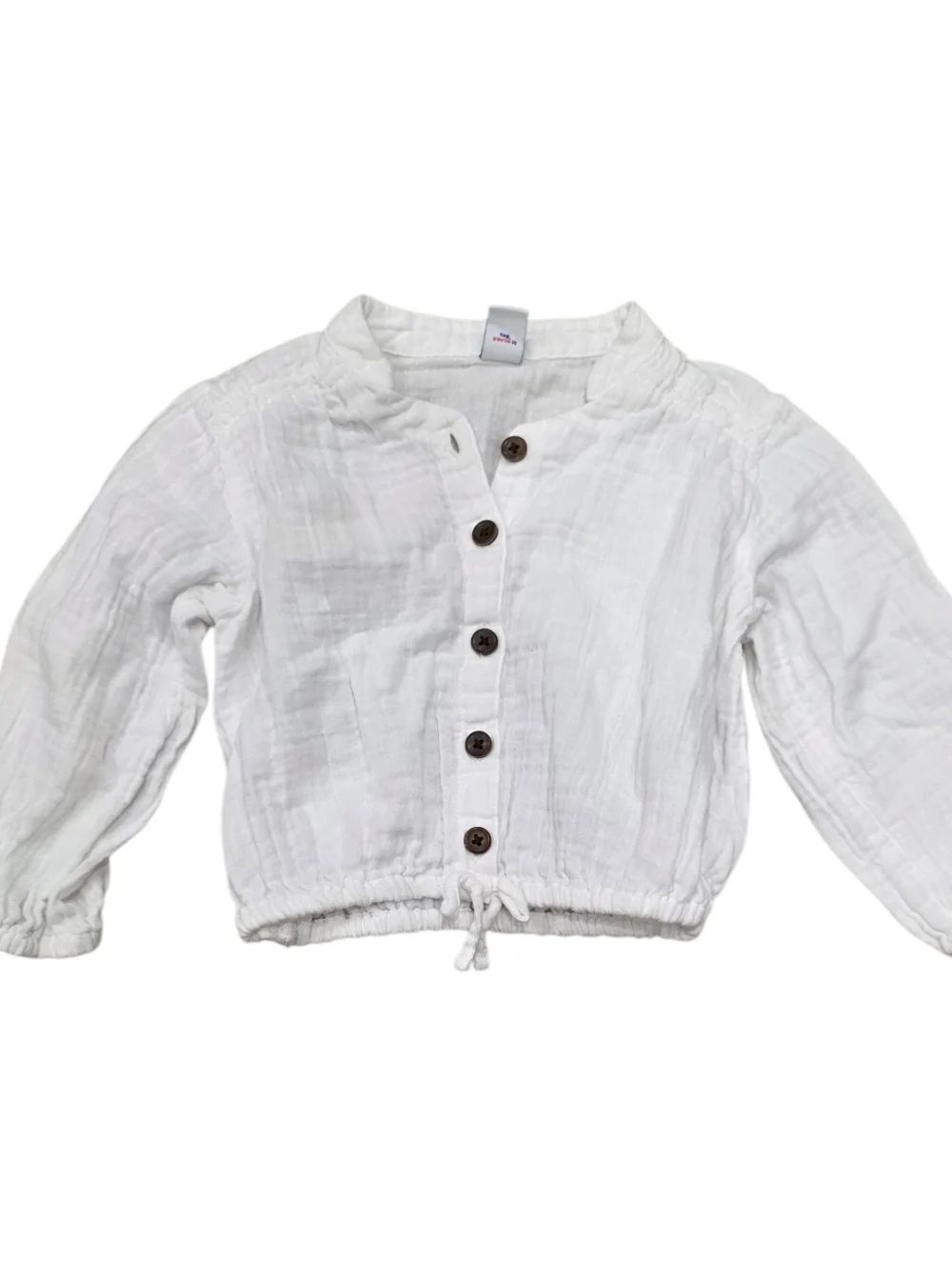 Old Navy White Button-Front Cotton Cinched Muslin Top 18-24 Months